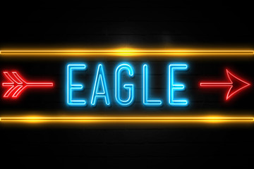 Eagle  - fluorescent Neon Sign on brickwall Front view