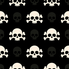 Seamless pattern with white skulls. Vector illustration