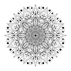 Outline Mandala for coloring book page. Anti-stress therapy vector pattern