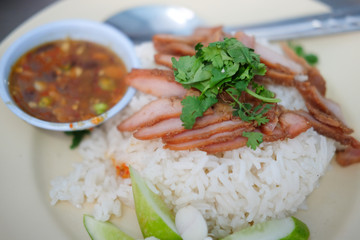 Red pork with rice