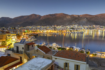 View of the port in Kalymnos town, Greece.
