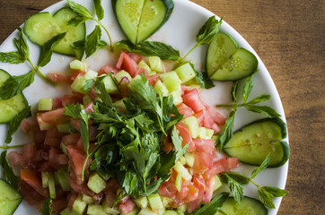 salad on on wooden table