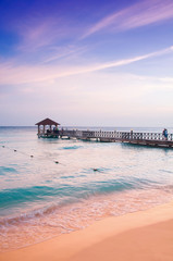 Fototapeta premium Exotic paradise. The concept of travel, tourism and vacations. A tropical resort in the Caribbean.
