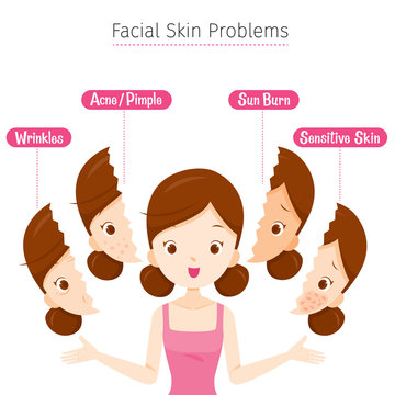 Girl With Facial Skin Problems, Facial, Beauty, Cosmetic, Makeup, Treatment, Healthy