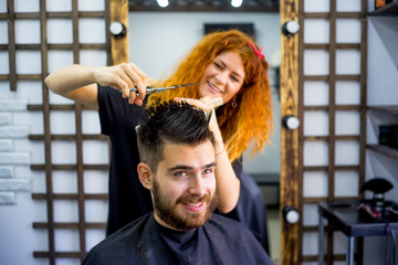 Barber with scissors