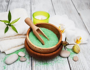 Spa products and white orchids