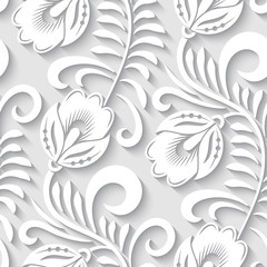 Elegant 3d seamless floral pattern. Vector Illustration