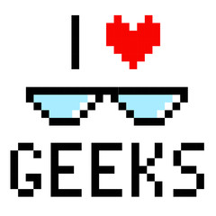Glasses geek pixel art cartoon retro game style