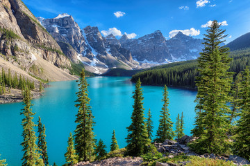 Beautiful Moraine Lake in Banff National Park, Alberta, Canada