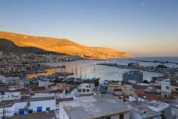 View of the port in Kalymnos town, Greece.
