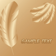 Golden feathers background with space for text. Vector illustration EPS10
