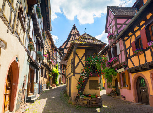 medieval village Eguisheim in Alsace, east France