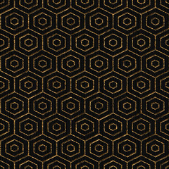 Seamless pattern based on japanese sashiko motif. Abstract geometric backdrop. Golden color. Simple pattern for web page background, surface textures or pattern fills.