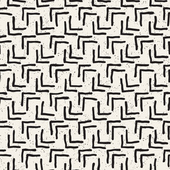 Seamless pattern with hand drawn lines. Abstract background with freehand brush strokes. Black and white texture. Ornament for wrapping paper.