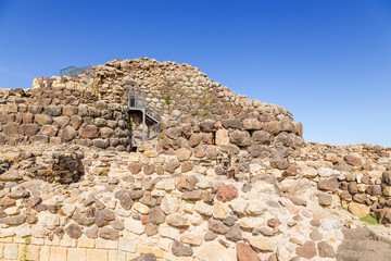 Barumini, Sardinia, Italy. The central tower of the nuragic complex of Su Nuraxi di Barumini, about the XV century BC. UNESCO World Heritage List.