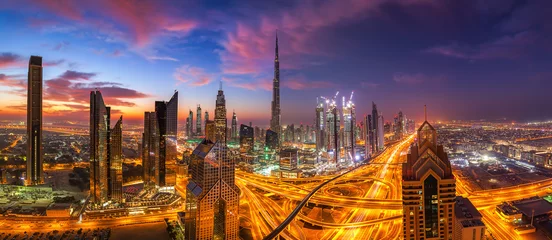 Foto op Canvas dramatische lucht boven Dubai bij zonsondergang © Cara-Foto