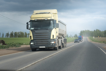 Fototapeta na wymiar 12-Jun, 2017, Russia, Moscow region. Truck on Highway