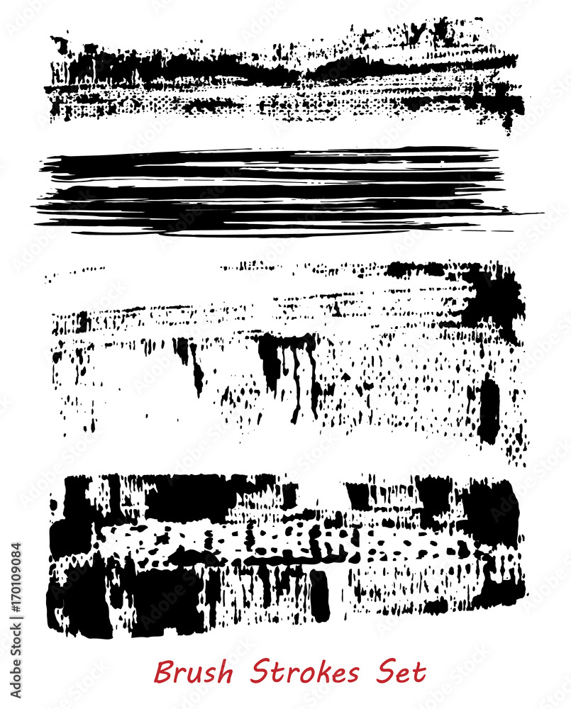 Poster grungy brush strokes set over white background. elements for your work and design. eps10
