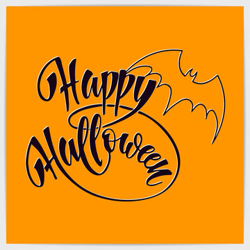 Hand lettering quote "Happy halloween". Modern calligraphy.