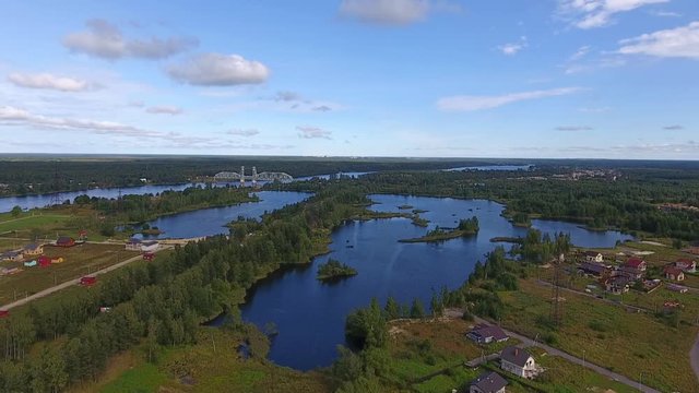 Aerial landscape with lakes, video clip HD 1920x1080