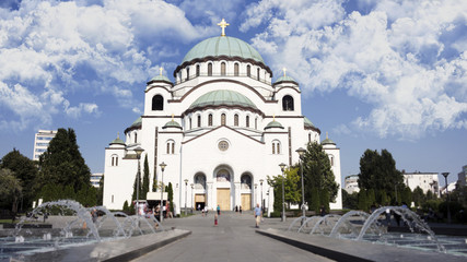 Fototapeta na wymiar Saint Sava Temple in Belgrade Serbia Shined By The Sun