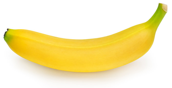 one whole ripe banana isolated on white background