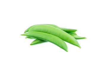 Pods of green peas isolated on the white background