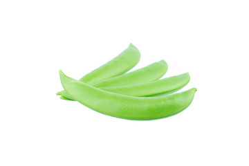 Pods of green peas isolated on the white background