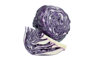 Obraz premium Sliced Purple Cabbage isolated on white background