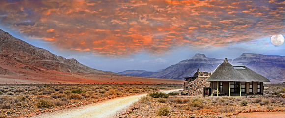 Landscape View od a safari lodge in the middle if the nami desert