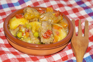 Beef stew in clay pot