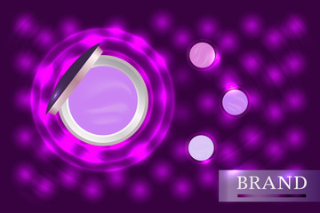 Cosmetic container with advertising background ready to use, colorful makeup product ad design. Illustration vector