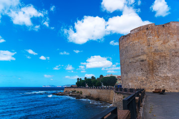 Obraz premium Alghero seafront on a cloudy day