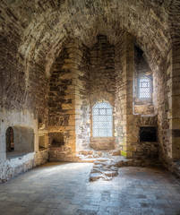 Doune Castle, medieval stronghold near the village of Doune, in the Stirling district of central Scotland.