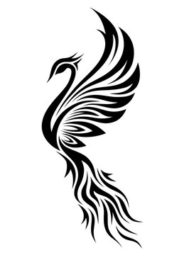 Black and White Phoenix Tribal Tattoo