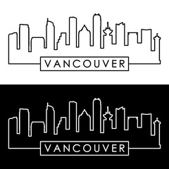 Vancouver skyline. Colorful linear style. Editable vector file.