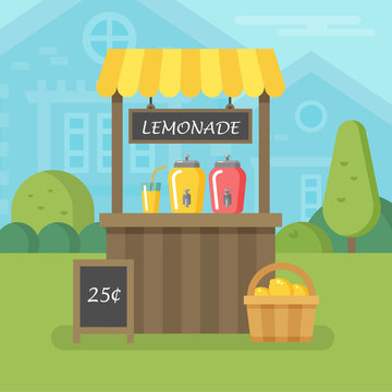 Lemonade Stand Flat Illustration