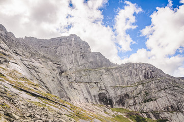 Daylight landscape, view on mountains and rocks, Ergaki