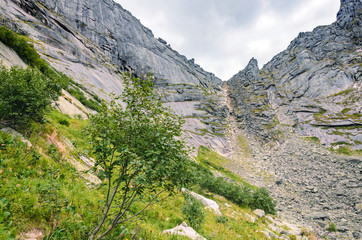 Daylight landscape, view on mountains and rocks, Ergaki
