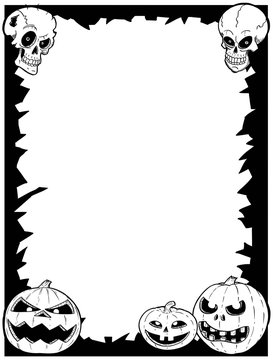 Halloween Frame With Skulls and Pumpkins