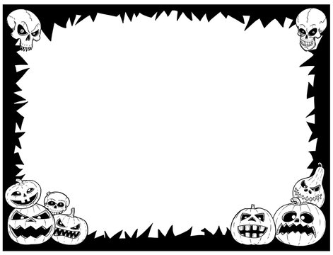 Halloween Frame With Skulls and Pumpkins