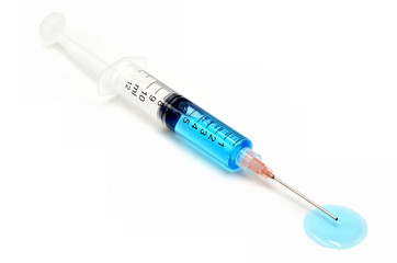 Fototapeta premium Syringe injection on a white background close up