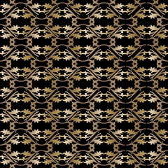 Gold seamless geometric pattern on a black background