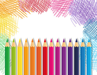 Vector collection crayons colored pencil loosely arranged