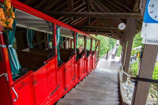Cable rail to Giessbachfall in Switzerland