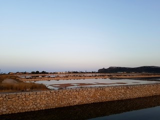 Cagliari, Molentargius Saline Regional Park and Devil's Saddle view. Sardinia, Italy