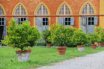 Fototapeta na wymiar Baroque palace and park of Villa Sorra. Castelfranco Emilia, Modena, Italy