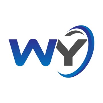 vector initial logo letters wy with circle swoosh blue gray