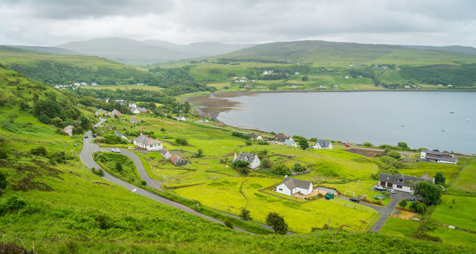 Panoramic view of Idrigil and Uig, Isle of Skye, Scotland.
