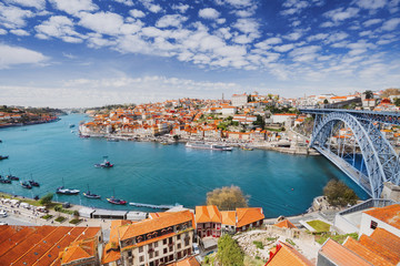 Fototapeta na wymiar Porto, Portugal old town on the Douro river, beautiful view